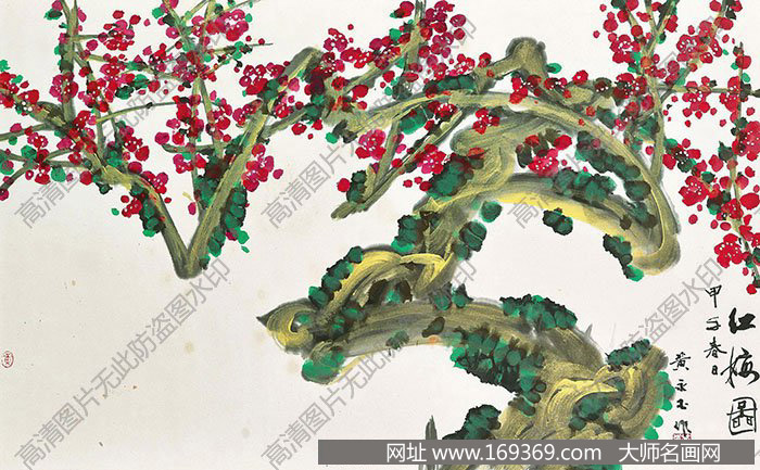 黄永玉作品 红梅图 高清下载 ID:10382