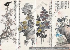 陈半丁作品 花虫四屏 高清下载 ID：10205