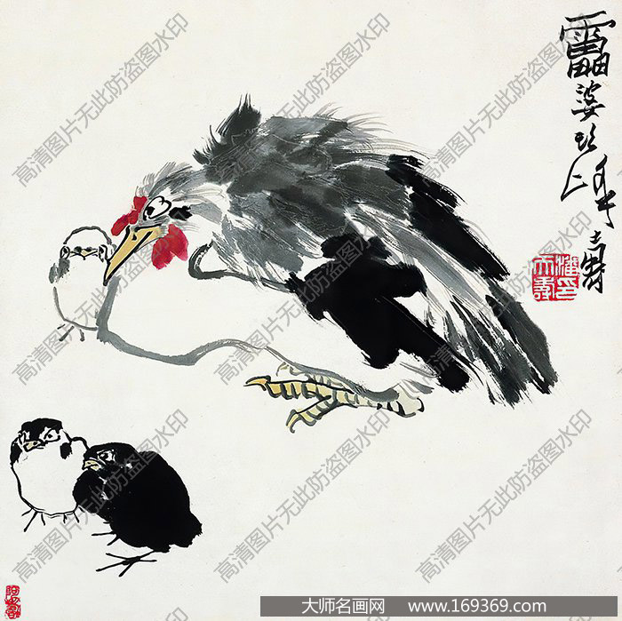 潘天寿作品 群鸡图 高清下载 ID:10035
