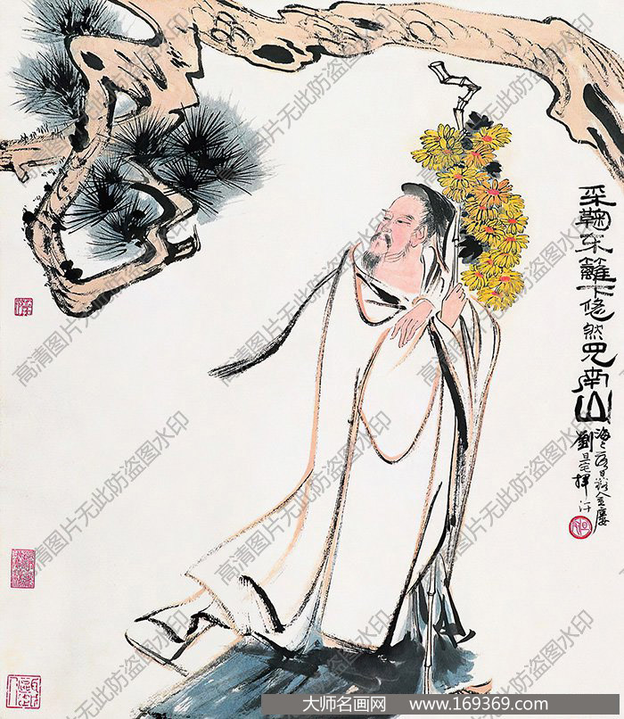 刘旦宅国画作品 采菊东篱下 高清下载 ID:12249