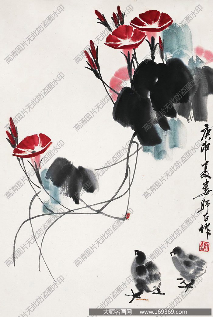 娄师白作品 牵牛雏鸡 高清下载 ID:11484