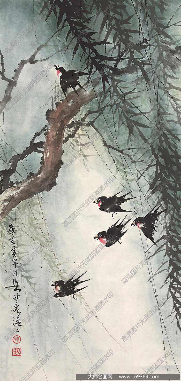黄幻吾作品 柳燕图 高清下载 ID:10941