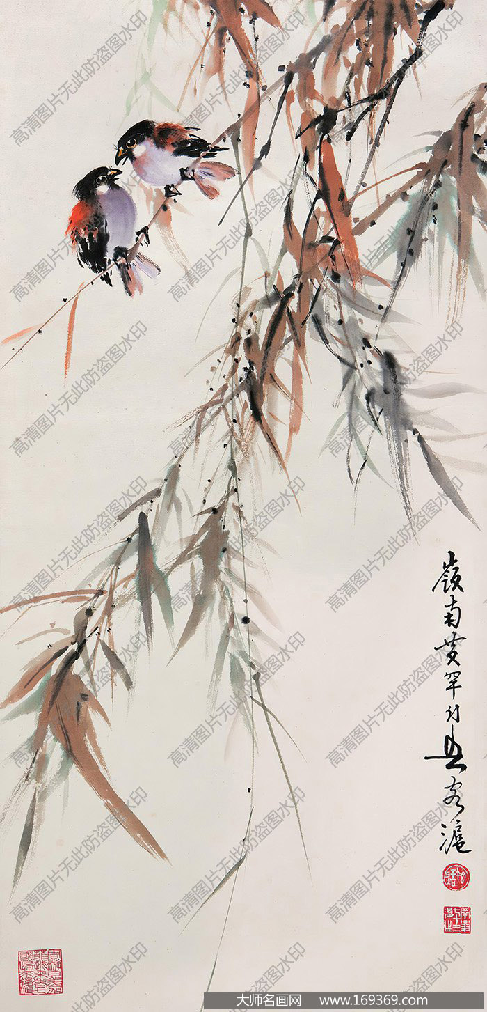 黄幻吾作品 杨柳小鸟 高清下载 ID:10946