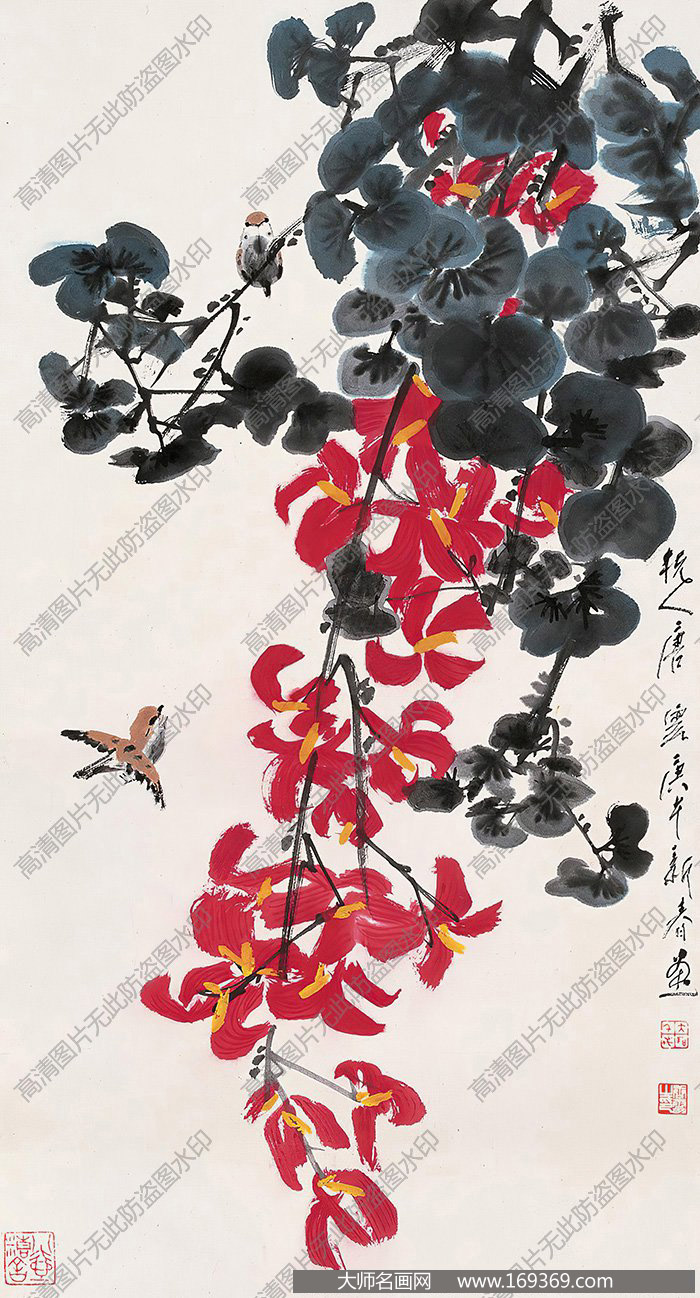 唐云作品 花雀图 高清下载 ID:11253