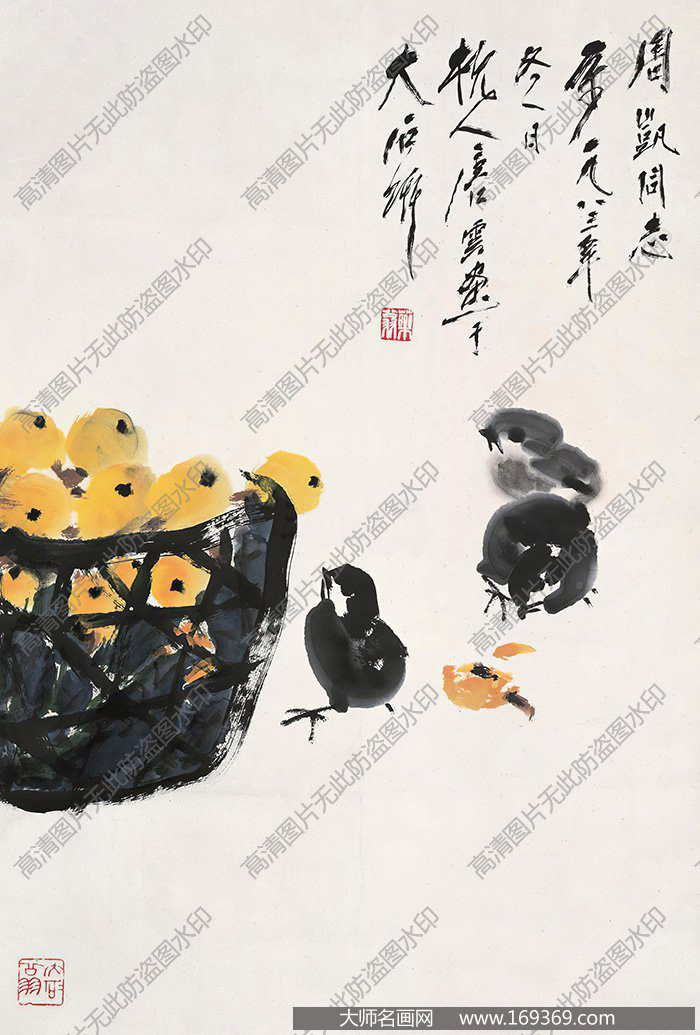 唐云作品 枇杷小鸡 高清下载 ID:11263