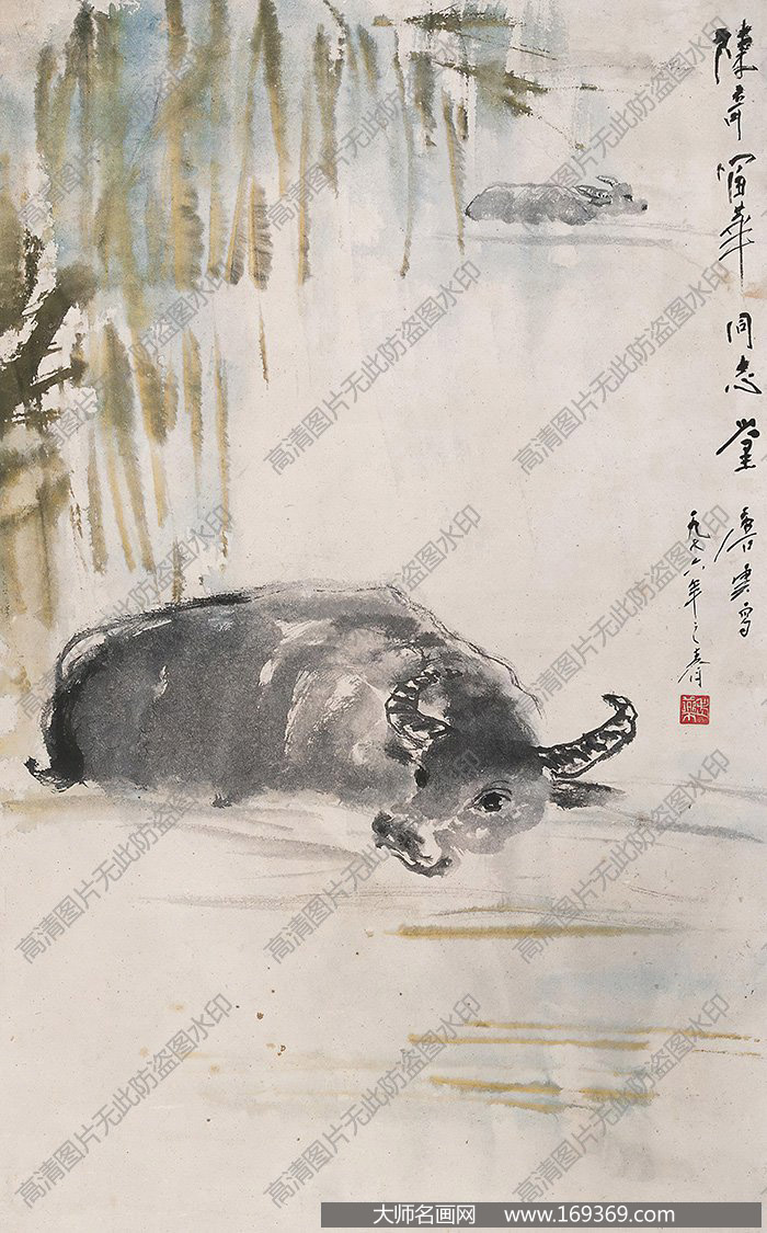 唐云作品 柳下牧牛图 高清下载 ID:11264