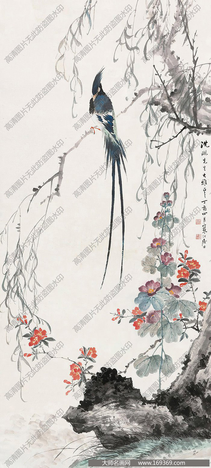 江寒汀作品 柳雀图 高清下载 ID:11389