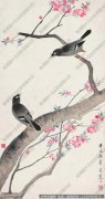 江寒汀作品 桃树八哥 高清下载 ID：11413