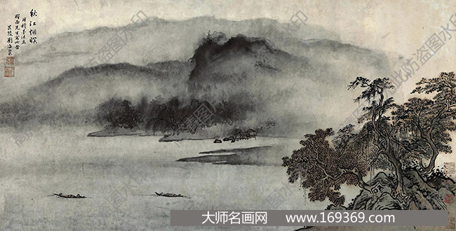 刘海粟作品 秋江烟暝 高清下载 ID：11056