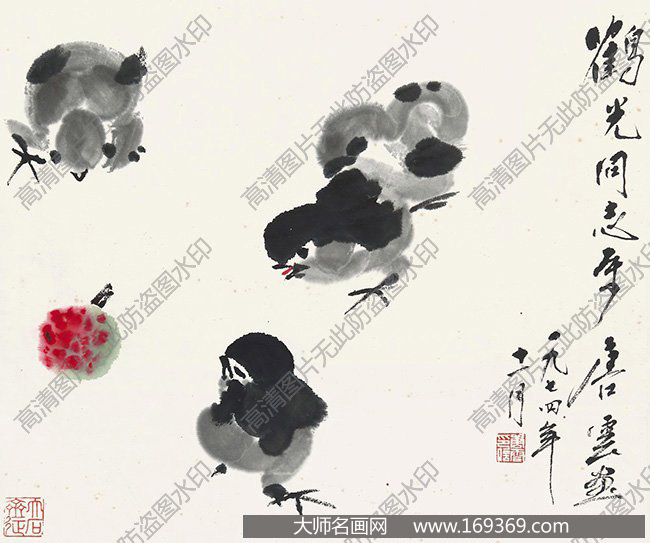 唐云作品 稚鸡图 高清下载 ID：11279