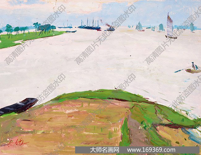 罗尔纯作品 有小船的风景 高清下载 ID：11195
