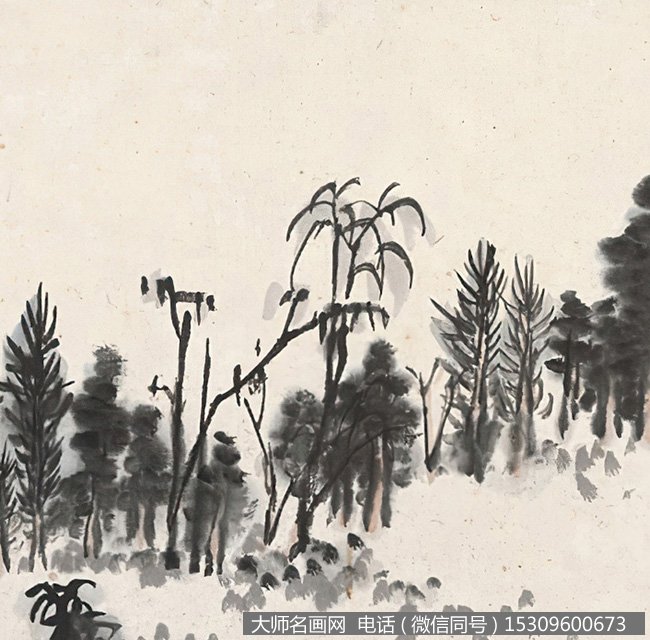潘天寿作品 松荫观瀑 高清下载 ID:10043